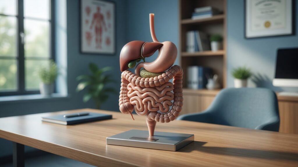 Modelo anatómico del sistema digestivo para comparar manga gástrica y bypass gástrico